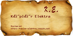 Káplár Elektra névjegykártya